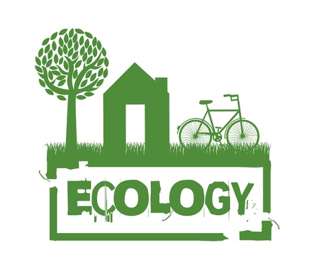 green ecology seal over white background. のイラスト素材