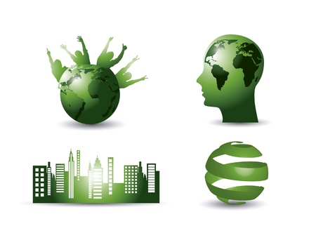 green ecology elements with shadow. のイラスト素材