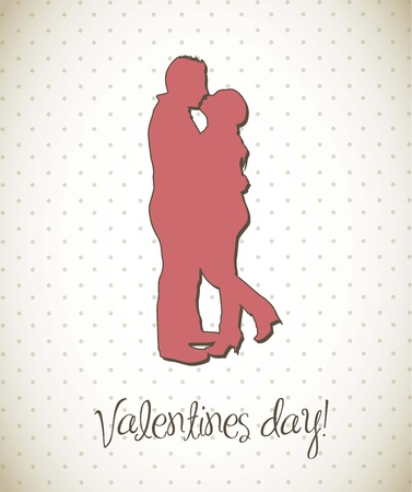 couple silhouette, valentines day card. のイラスト素材