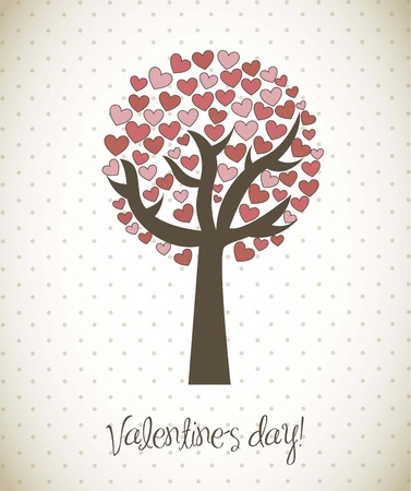 valentines day card with tree with hearts. のイラスト素材