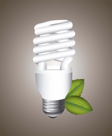 electric bulb with leaves over brown background. のイラスト素材