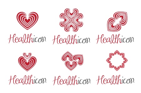 abstract and red health icon over white background のイラスト素材