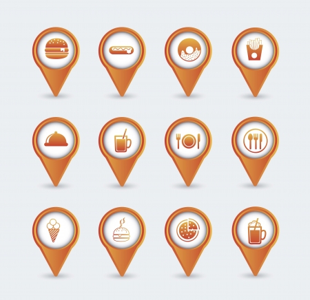 orange fast food icons over white background. のイラスト素材