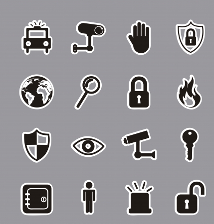 black security icons over gray background. vectorのイラスト素材