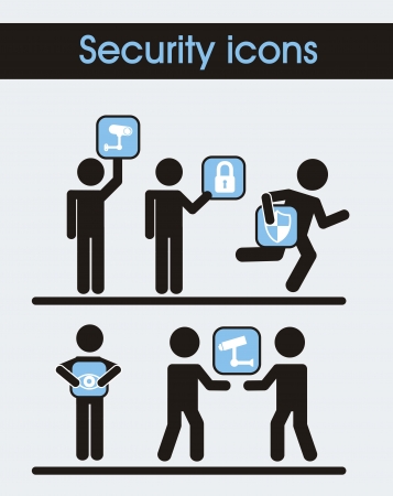 man sign with security icons. vector illustrationのイラスト素材