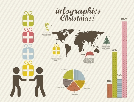 infographics of christmas, vintage style. vector illustrationのイラスト素材