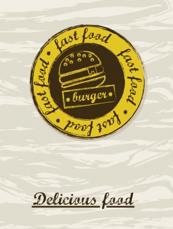 burger label over grunge background. vector illustrationのイラスト素材