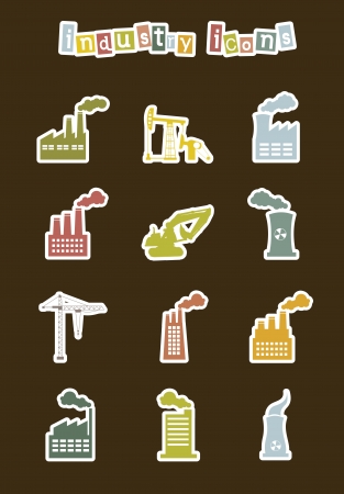 industry stickers over brown background. vector illustrationのイラスト素材
