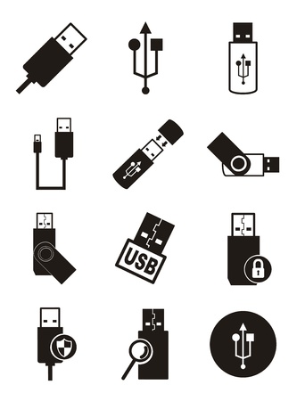 usb icons over white background. vector illustrationのイラスト素材