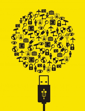 security icons over yellow background. vector illustrationのイラスト素材
