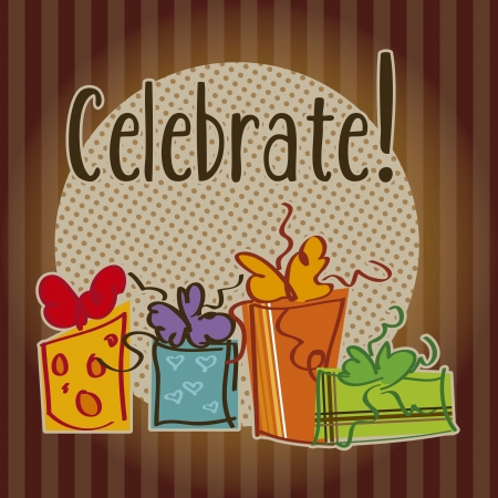 happy birthday vintage presentsのイラスト素材