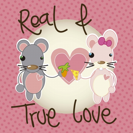 mouse and rabbit in love.のイラスト素材