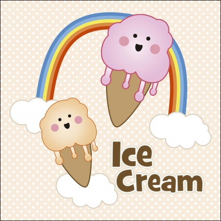 bottomed ice cream dotsのイラスト素材