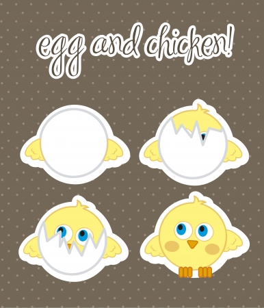 chicken with egg over brown background. vector illustrationのイラスト素材