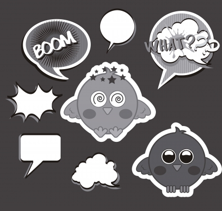 gray bird with balloons text over gray background. vector illustrationのイラスト素材