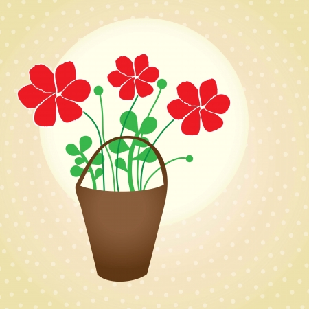 Red flowers on dotted background vector illustrationのイラスト素材