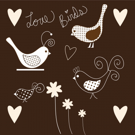 Cute Birds icons pink and white, collection set.のイラスト素材