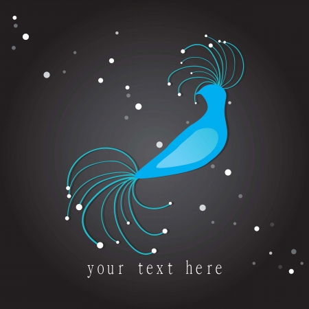 Blue bird icon with black background, vector illustration.のイラスト素材