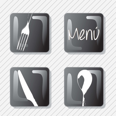 Collection of icons for restaurant black and white のイラスト素材