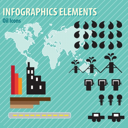 Elements for Oil infographics vintage colours, vector illustration.のイラスト素材