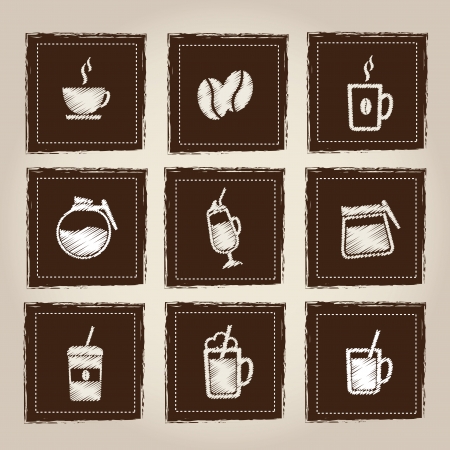 Icons of hot and cold drinks over gray backgroundのイラスト素材