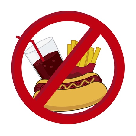 fast food prohibited over white background. vector illustrationのイラスト素材