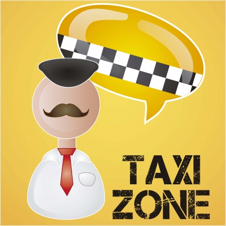 Taxi cab and taxi driver with yellow background, vector illustrationのイラスト素材