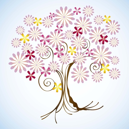 Seasons tree with rose flowers vector illustrationのイラスト素材