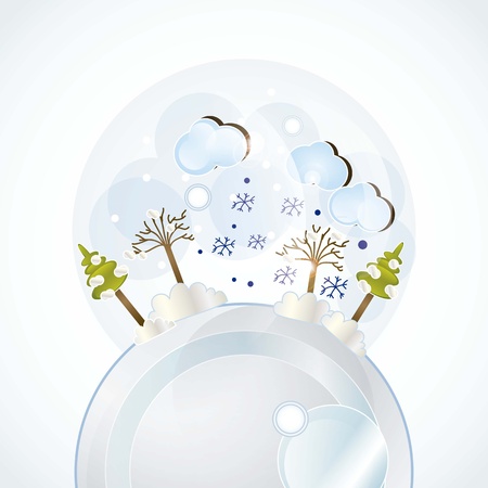 planet with winter landscape, all the seasons vector illustration のイラスト素材