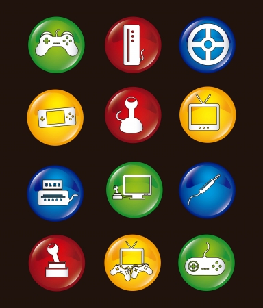video game icons over black background. vector illustrationのイラスト素材