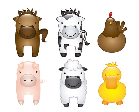 farm animals over white background. vector illustrationのイラスト素材