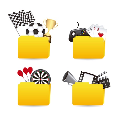 fun icons over folders over white background. vectorのイラスト素材