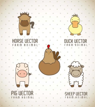 farm animals over beige background. vector illustrationのイラスト素材