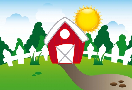 spring cartoon landscape background. vector illustrationのイラスト素材