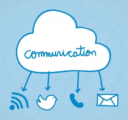 communication signs over blue background. vectorのイラスト素材