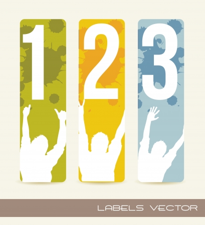 vintage labels with people and splash. vector illustrationのイラスト素材