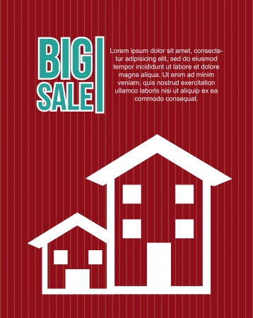 big sale house announcement over red background. vectorのイラスト素材