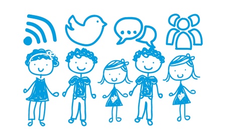 communication signs with children over white background. vectorのイラスト素材