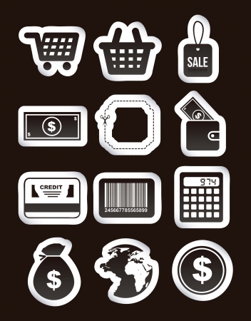 buy icons over black background. vector illustrationのイラスト素材