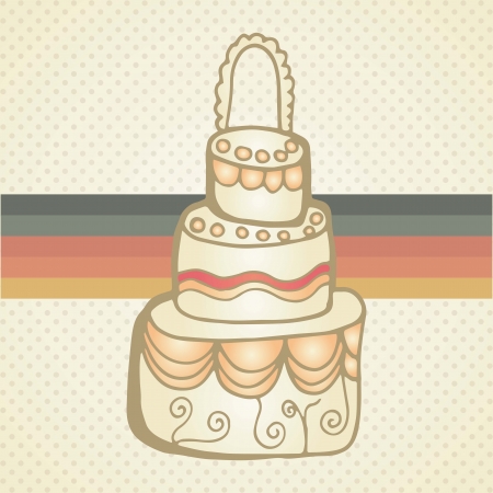 Wedding cake on retro background. Vector backgroundのイラスト素材