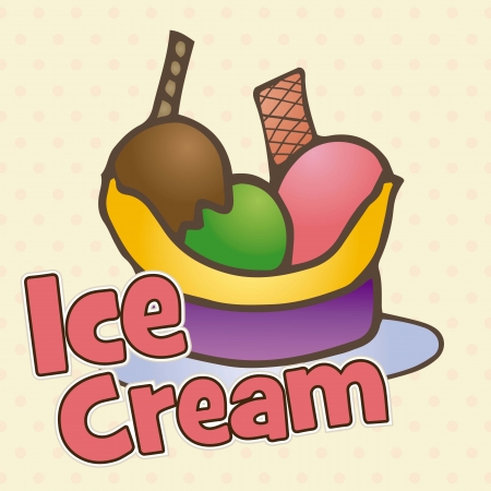 Banana Split Ice Cream Icons, vector illustrationのイラスト素材
