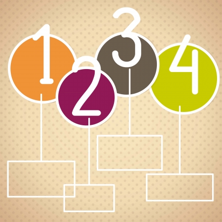 Numbering in colored circles on vintage background. Vector illustrationのイラスト素材