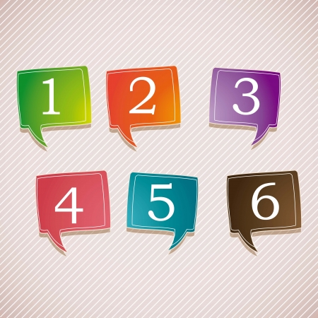 Numbers Icons on colorful text balloons. Vintage backgroundのイラスト素材