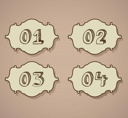 Vintage numbers Icons on retro background. Vector Illustrationのイラスト素材