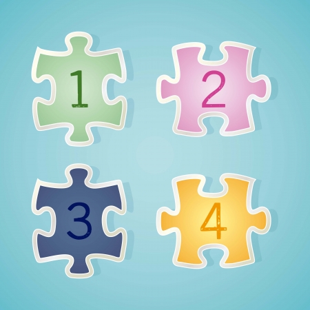 Numbers Icons on puzzle piece. Vector illustrationのイラスト素材
