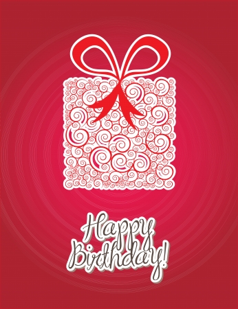 Happy birthday card over  red background vector illustration のイラスト素材