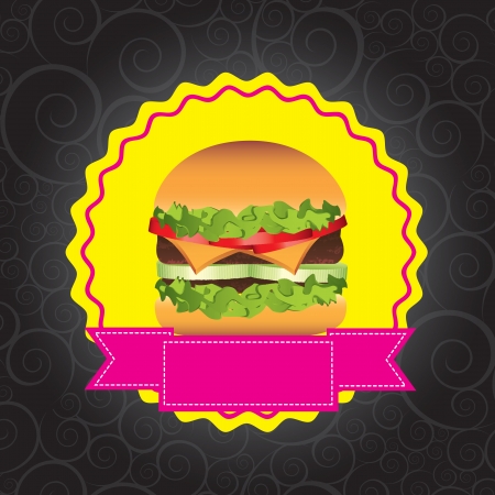 Fast food with burguer over black background vector illustrationのイラスト素材
