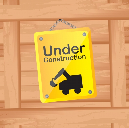 under construction over wood background vector illustrationのイラスト素材