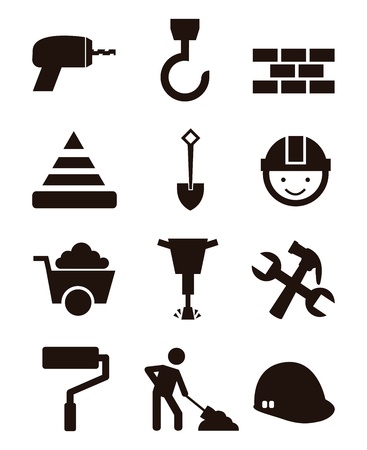 construction icons over white background. vector illustrationのイラスト素材