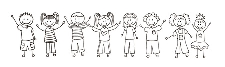 children drawing over white background. vector illustrationのイラスト素材